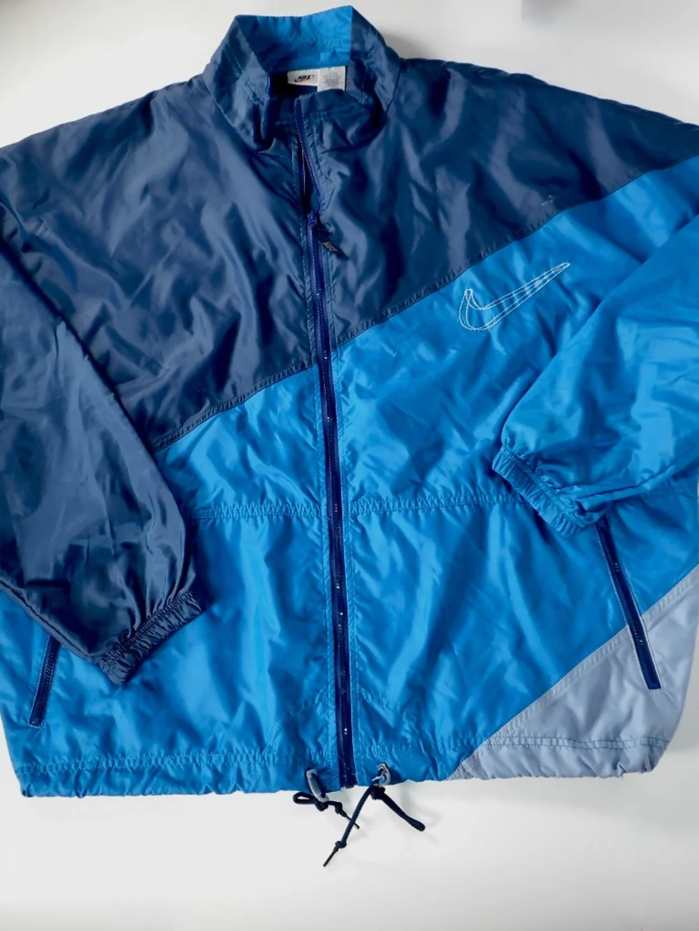 VTG 80s 90s NIKE Mens XL Blue Full Zip Track Jacket Windbreaker Swoosh Mesh Vent